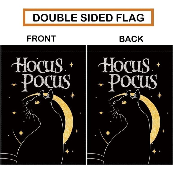 Halloween Black Hocus Pocus Double Sided Fall Yard Decor 28 x 40 Inch Large - Picture 3 of 5
